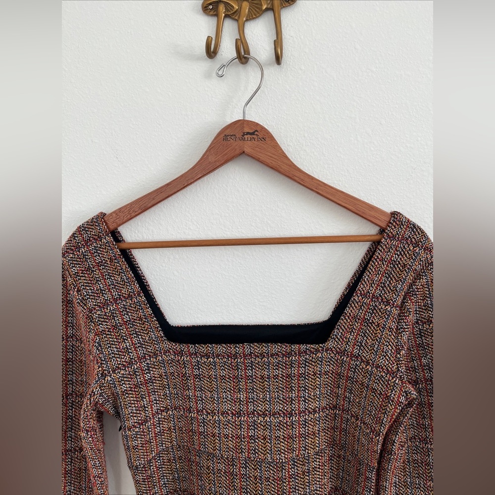 Free People Uptown Girl Tweed Mini Dress size 6 1960s Mod Boho Academia - Picture 8 of 13